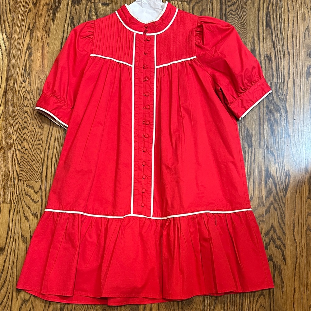 TCEC Red Mini Dress with White Piping
